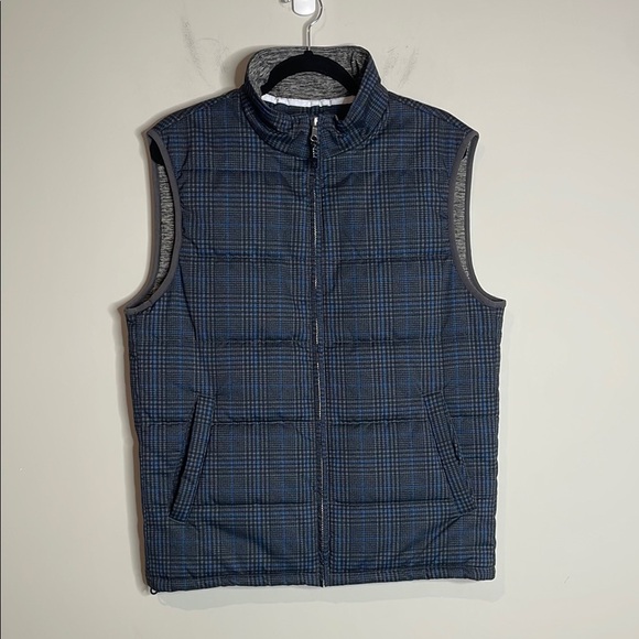 Robert Graham | Men’s Oswego Blue Grey Plaid Full Zip Vest Size Medium - Picture 1 of 7